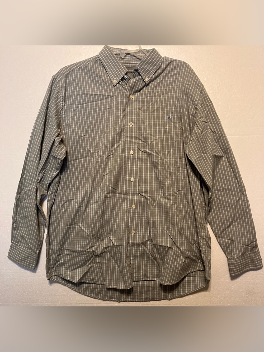 Southern Marsh Men's M Olive Green Plaid Button-Down Shirt